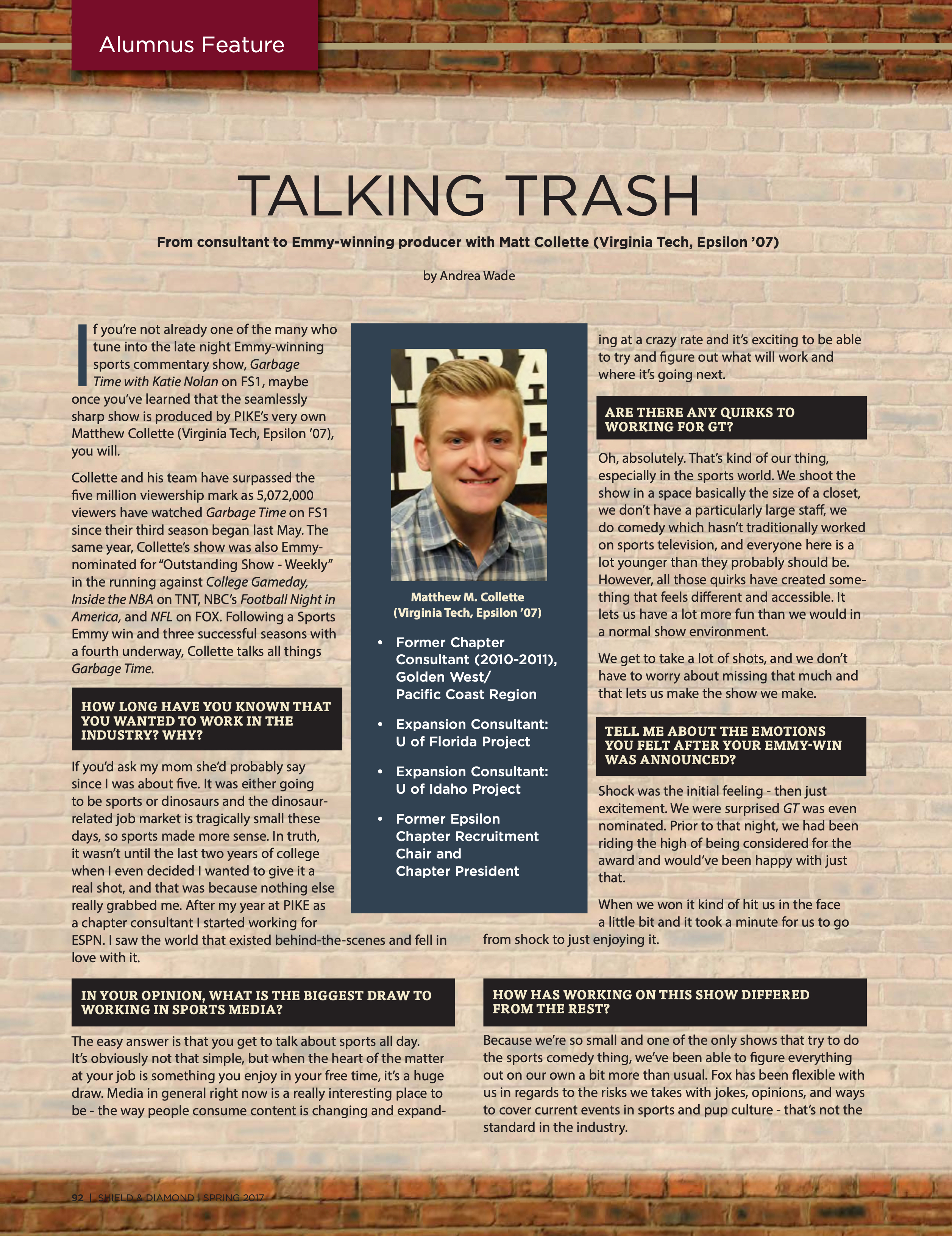 Alumnus Feature, Spring 2017